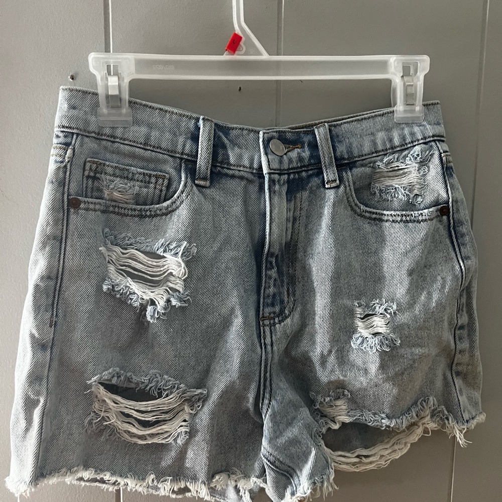 Cello Blue Jean Shorts Distressed High-Waisted